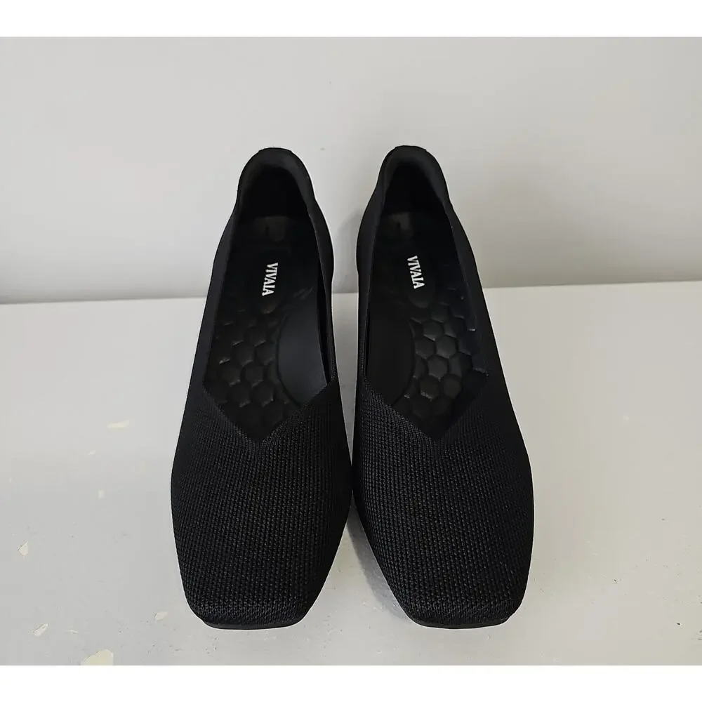 Vivaia Megan Square Toe Block Heel Pumps Womens 39.5 Black - Picture 5 of 16